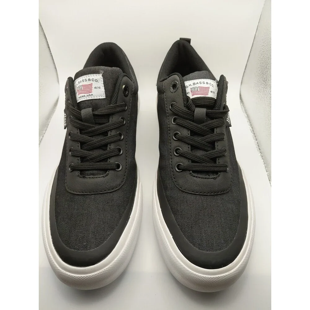 Bass authentic brand-new men's flat shoes, lace up, breathable, black, size 9.5